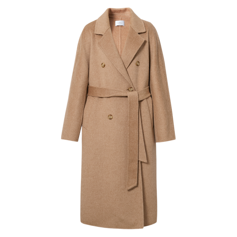 伊芙丽 蒋欣代言【镇店】驼绒桑蚕丝高级双面毛呢外套羊毛大衣女冬季