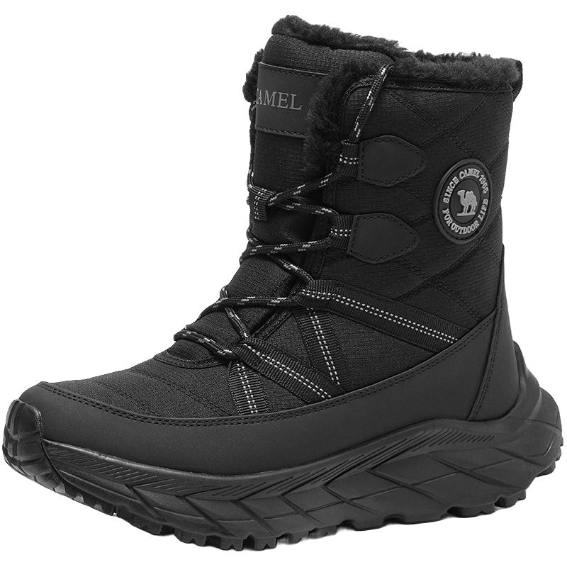 CAMEL骆驼女鞋防滑耐磨户外高帮加绒保暖雪地靴徒步鞋女款