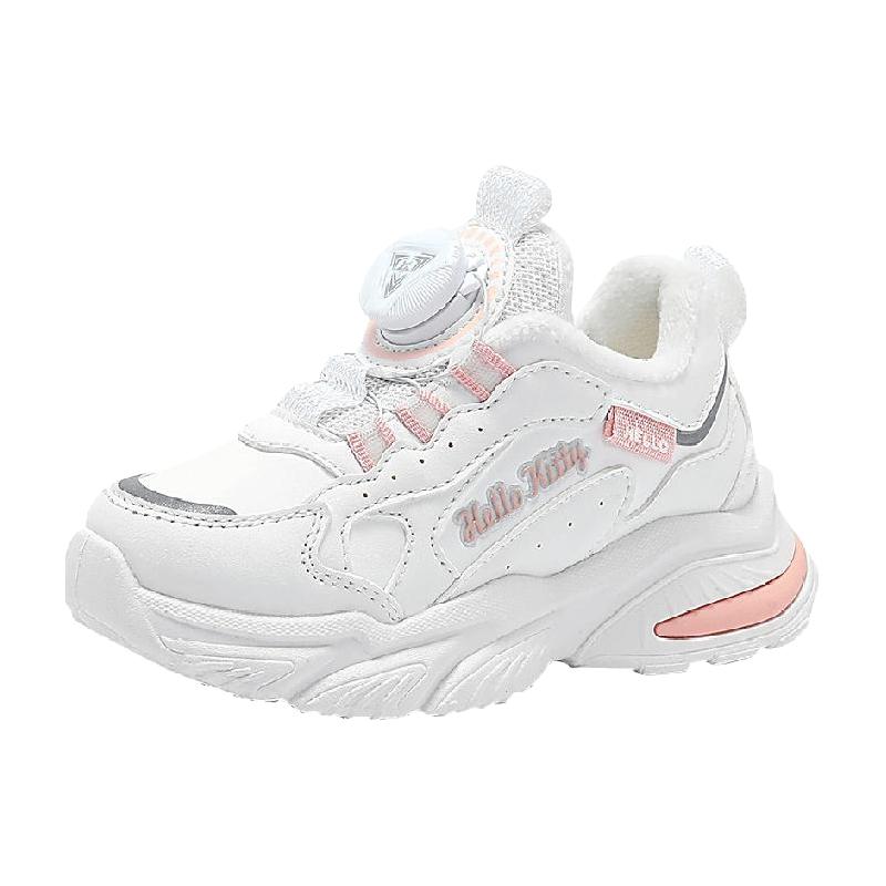凯蒂猫 Hello Kitty 童鞋女童加绒运动鞋中大童加绒保暖小白鞋