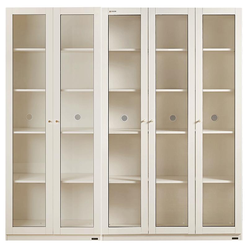 全友家居 三门书柜玻璃柜门现代简约落地大容量收纳储物文件柜129556