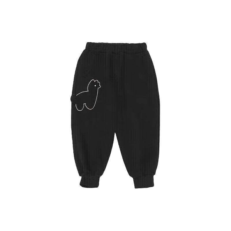 东方骆驼儿童春秋季可爱运动休闲米妮绒立体造型男女童裤子休闲春秋装长裤 黑色 140