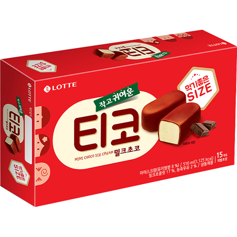 乐天 （LOTTE）韩国迷你奶油冰淇淋黑巧克力冰激凌342g*4盒装雪糕 牛奶味*4盒（共60枚）