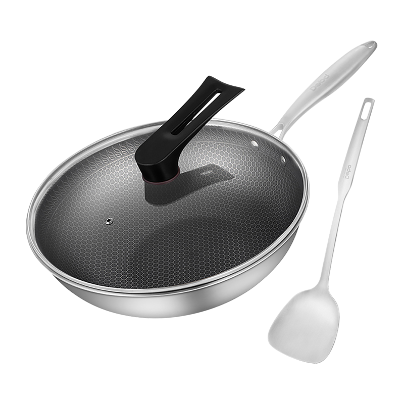 DEBO 德铂 DEP-DS173 炒锅(32cm、不粘、无涂层、304不锈钢)