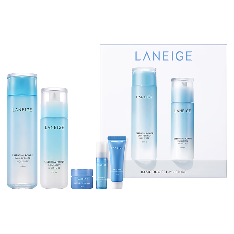 LANEIGE 兰芝 护肤套装 (水衡透润精华水200ml+保湿乳120ml+水润睡眠面膜15ml) 滋润型