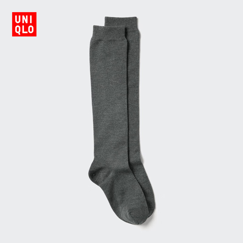 优衣库女装HEATTECH高筒袜/袜子25秋冬480731 08 深灰色 S /M/23～25 cm