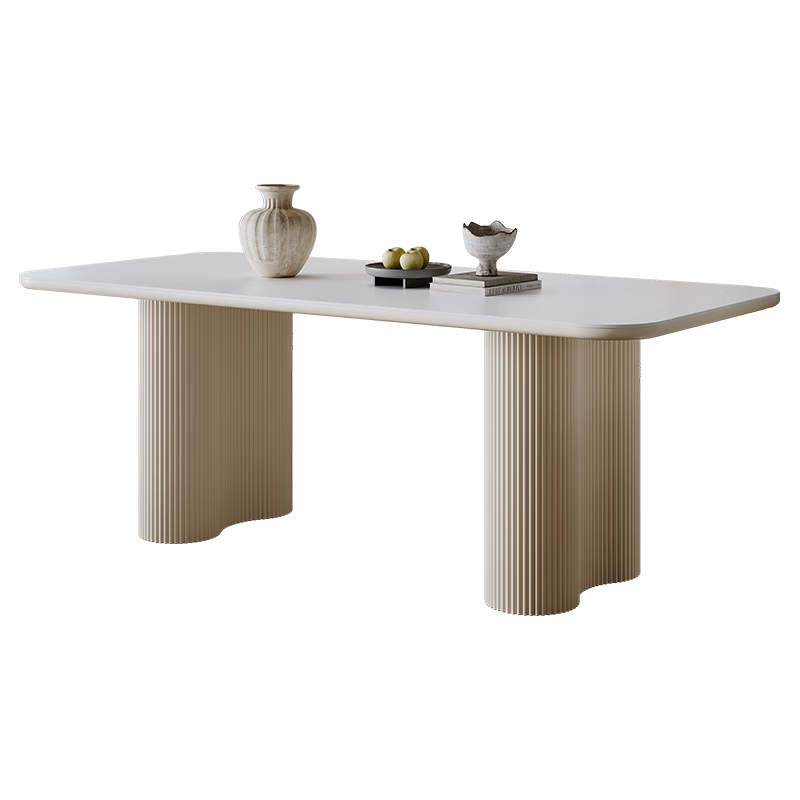 凡创佳品奶油风岩板餐桌椅组合法式轻奢高级感小户型家用现代长方形饭桌 1.8米岩板餐桌（Inol肤感岩板）