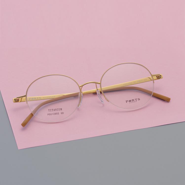 PORTS 女款时尚经典圆半框眼镜光学架