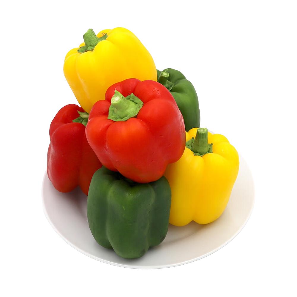 宝菜彩椒水果彩椒圆椒生吃新鲜红黄甜椒减脂蔬菜 3斤-三色【减脂蔬菜】