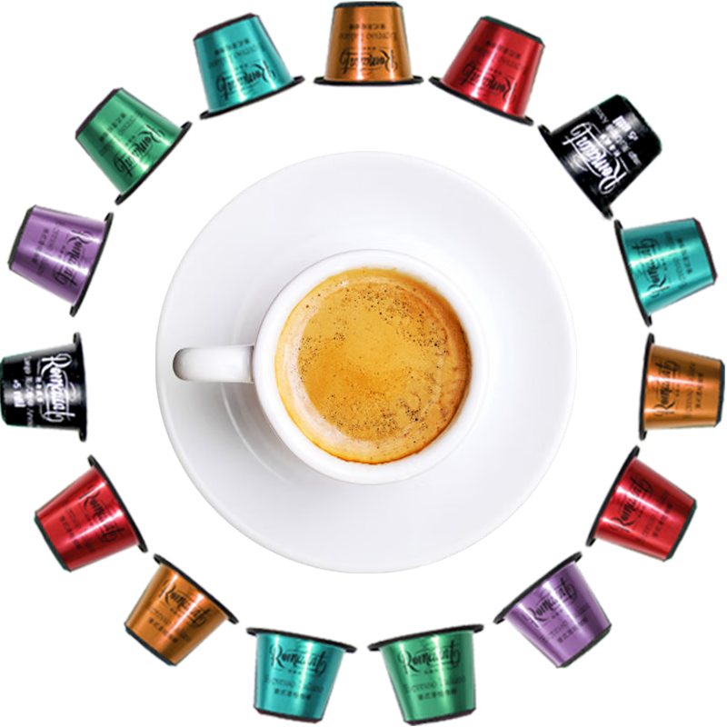 极睿 意式浓缩胶囊咖啡组合美式现磨黑咖啡粉兼容Nespresso小米等机型 六种口味各发1盒/共60粒