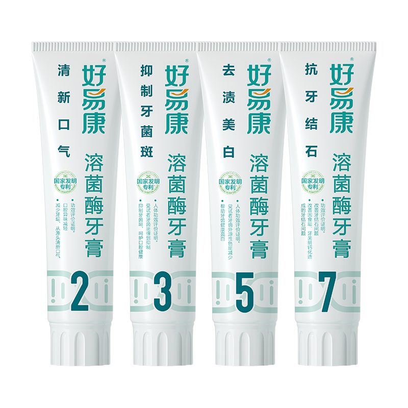 HAOYIKANG 好易康 生物溶菌酶 2537号牙膏 亮白清新护齿套装 改善出血抗牙石480g