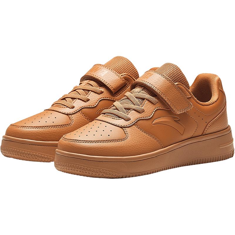 小白鞋校园板鞋男童鞋中大童春秋季魔术贴轻便百搭板鞋 安踏童鞋