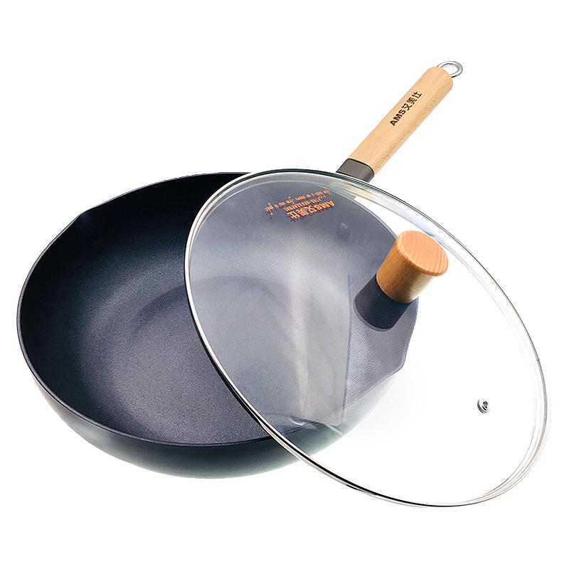 AMS Art 艾美仕 ALH2891D 不粘炒锅 28cm 赠木铲玻璃锅盖