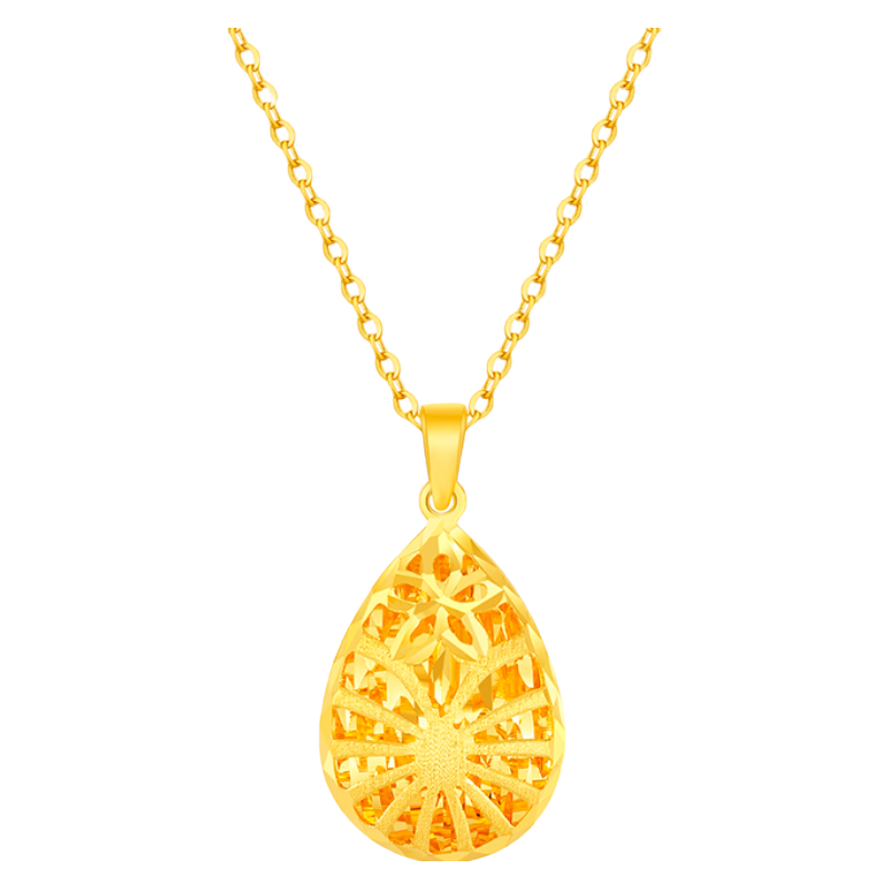 宝庆银楼黄金锁吊坠流苏铃兰花足金项链女款纯金首饰 流苏铃兰同心锁吊坠 约1.73g