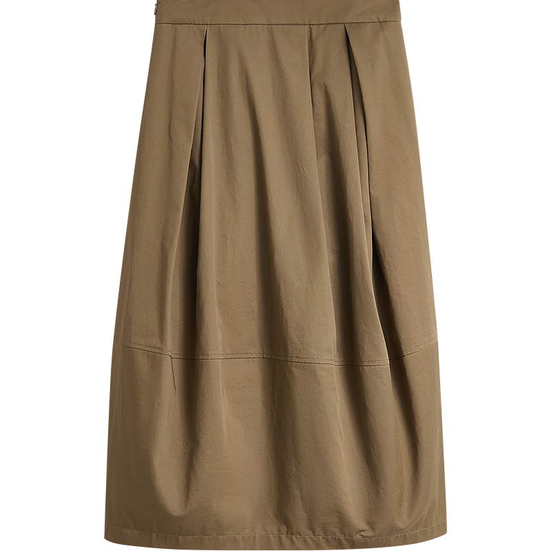 茵曼（INMAN）法式通勤高级感半身长裙2026春季女装气质A字宽松裙子 浅咖色 S