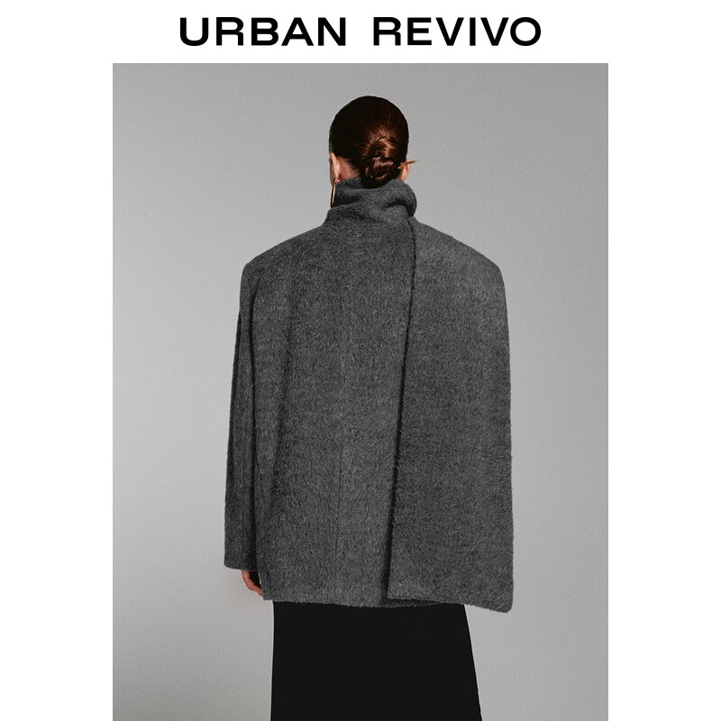  URBAN REVIVO 围巾领 女士外套  深灰 L