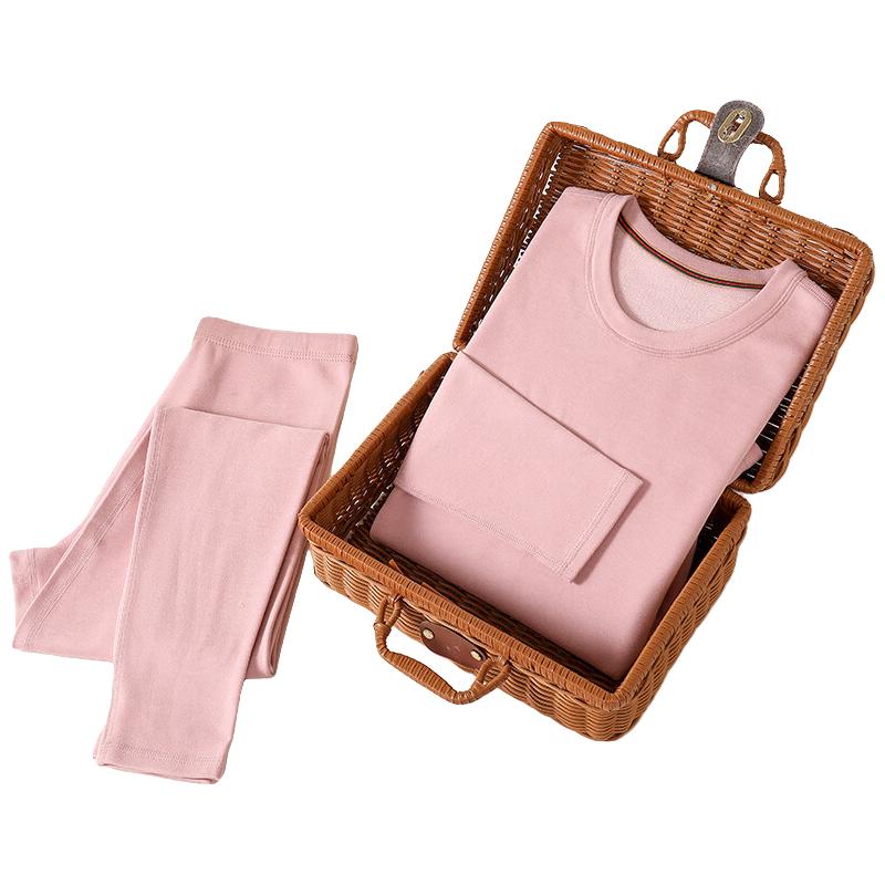 鸭鸭保暖内衣秋冬季女士抗寒秋衣秋裤保暖套装 粉色 XL