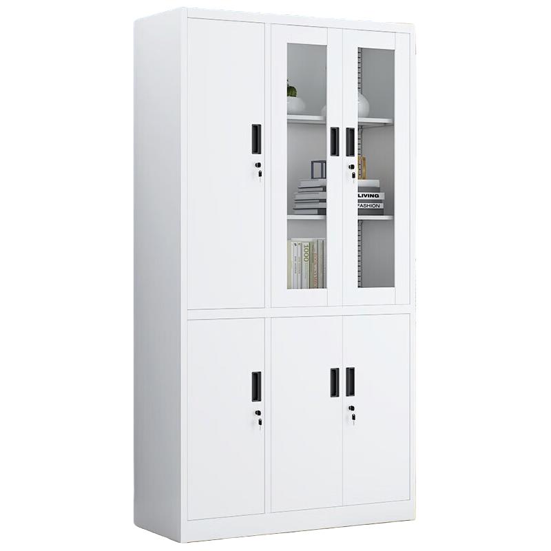 金经金属文件柜铁皮柜办公柜钢制资料柜档案柜子左六门玻璃更衣柜