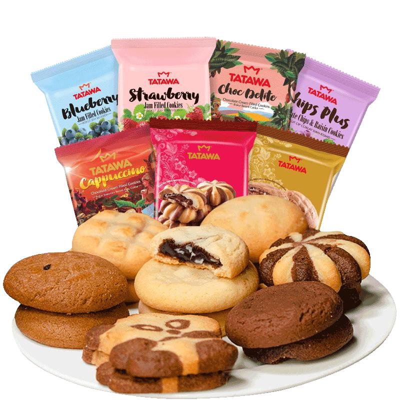 tatawa巧克力曲奇饼干爆浆夹心休闲零食小包装120g*3包