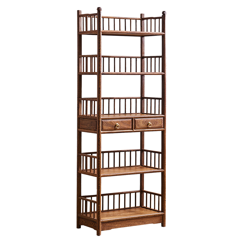 唐煌轩红木家具非洲鸡翅木(学名:非洲崖豆木)书柜书架实木新中式书橱简约带抽屉置物架 60*30*162cm