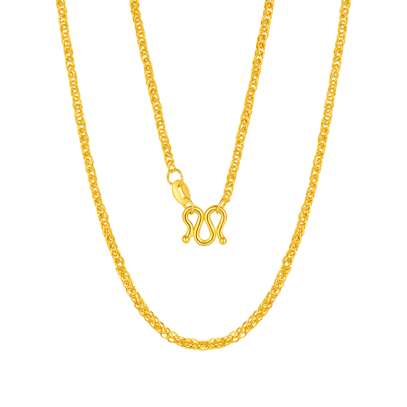 周大生黄金素链足金侧身肖邦项链简约百搭中秋足金侧身肖邦项链金重约1.97g