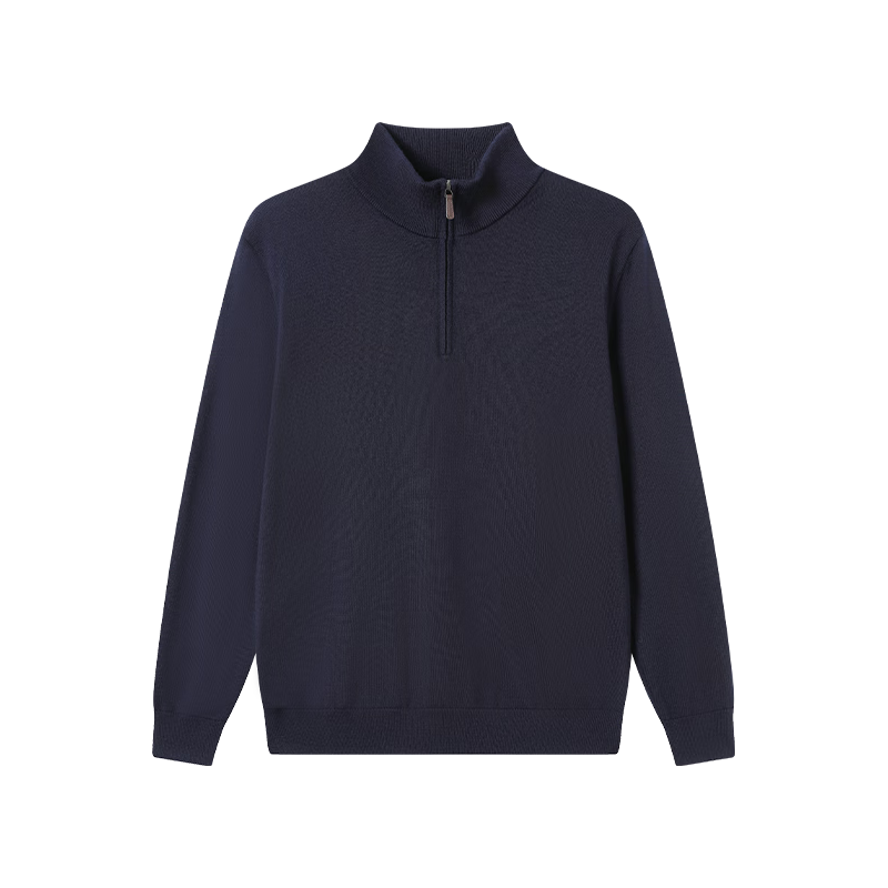 京东京造【可机洗羊毛衫】毛衣针织衫男开衫25秋冬外套 藏青色 L 藏青色-【拉链半开襟】