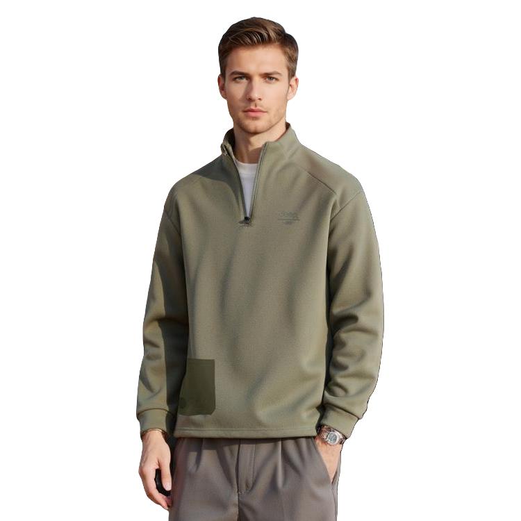 JEEP 【加绒内里&加厚保暖】25秋冬长袖半拉链T恤衫户外骑行卫衣男