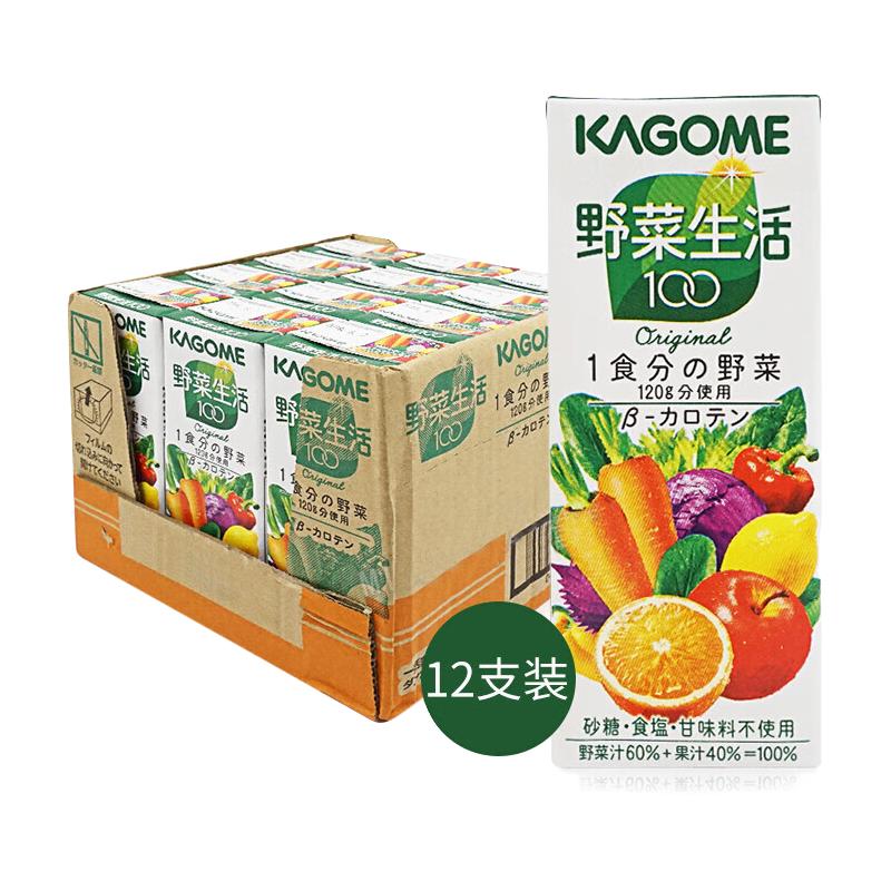 KAGOME 可果美 野菜生活100 混合果蔬汁 原味 200ml*12瓶