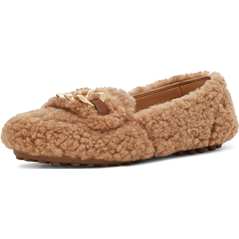 秋季女士单鞋休闲双鞋垫豆豆鞋保暖乐福鞋1153515栗色