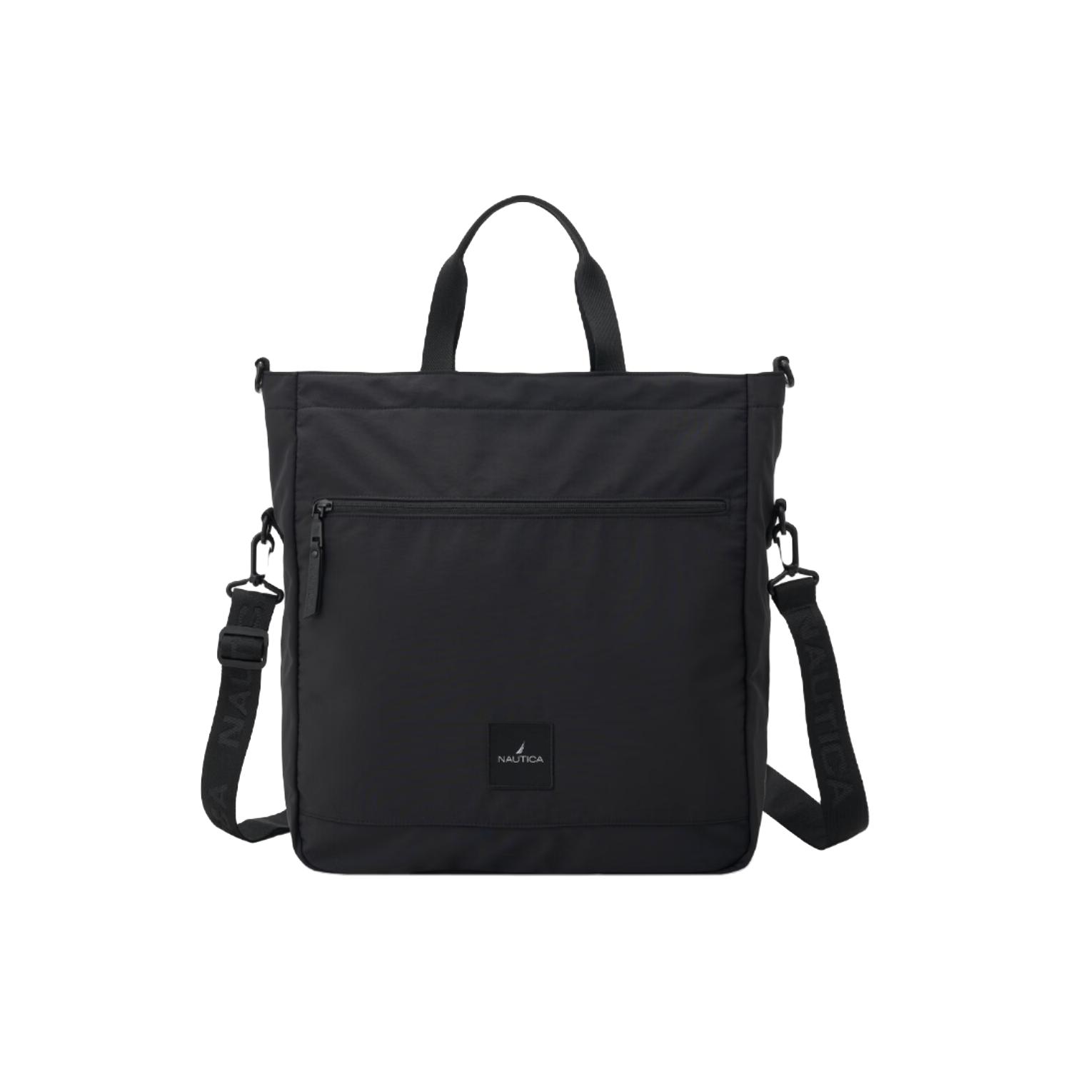 NAUTICA诺帝卡休闲斜挎旅游男女通用单肩斜挎大托特包 黑色