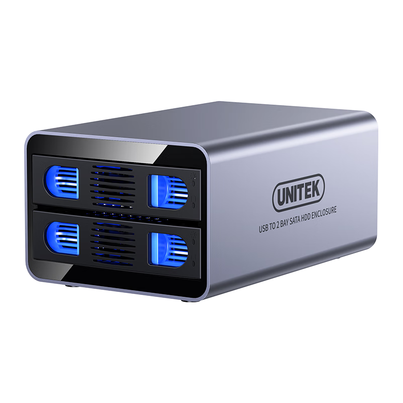 UNITEK 优越者 硬盘柜双盘位全铝 2.5/3.5英寸USB3.0转SATA串口机械SSD固态移动硬盘柜电脑外置硬盘存储架S308A