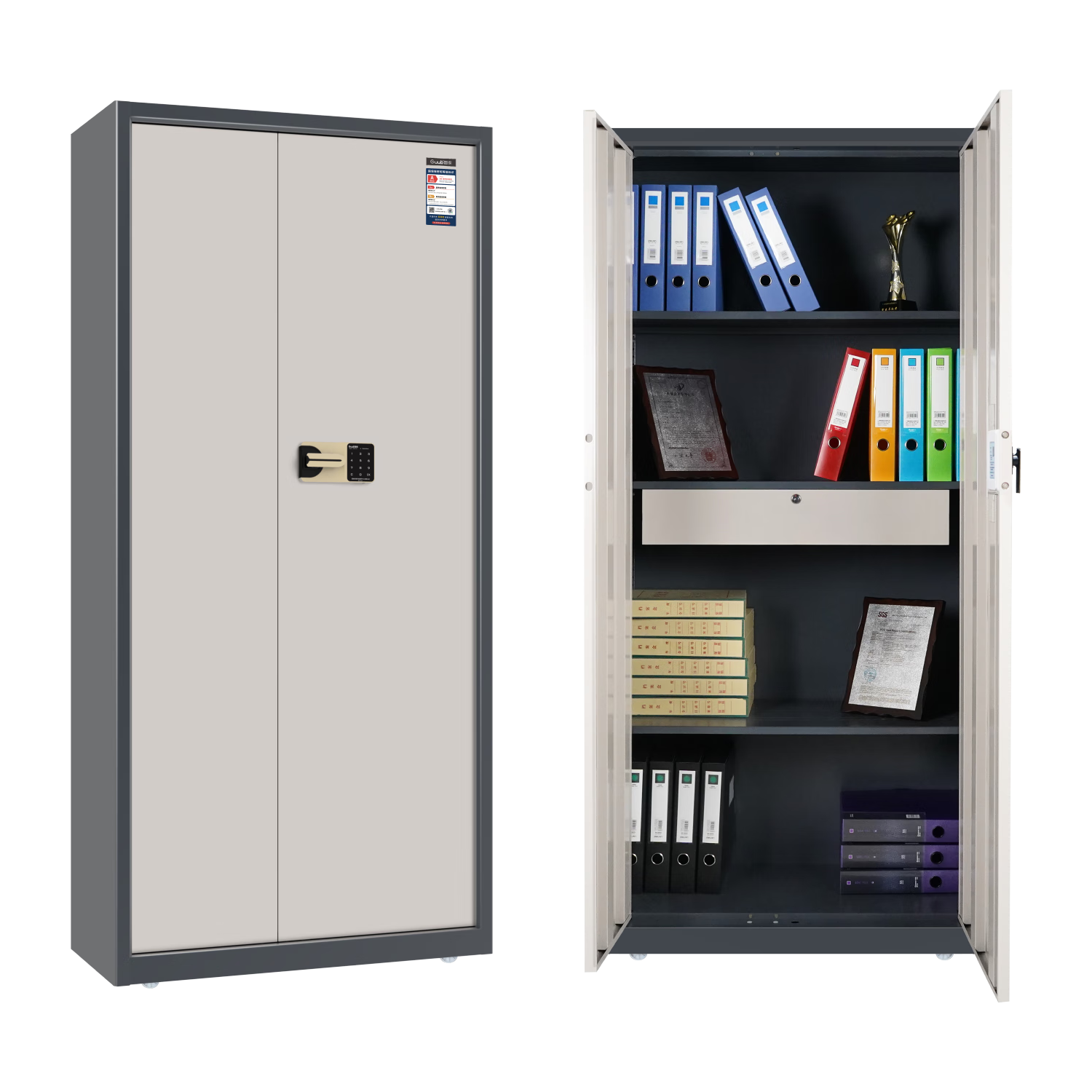  Guub/国保 M153-K2 国家保密整体认证 密码保密柜  长900mm；宽430mm；高1900mm K2整体双门柜 4层