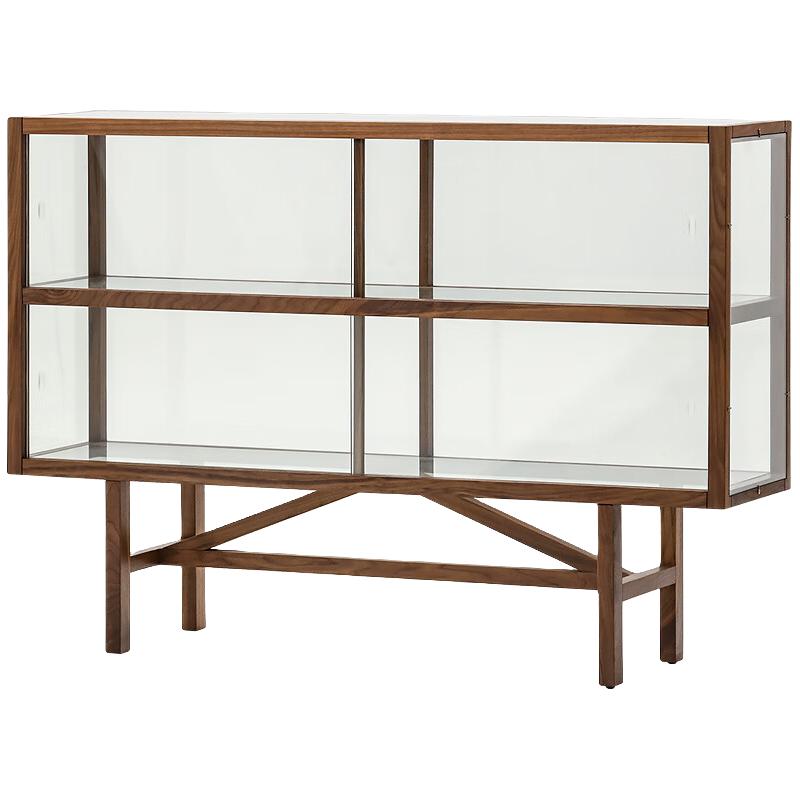 NORHOR北欧表情/中古复古MCM/乔特/北美黑胡桃实木玻璃陈列展示柜手办 1.58m 