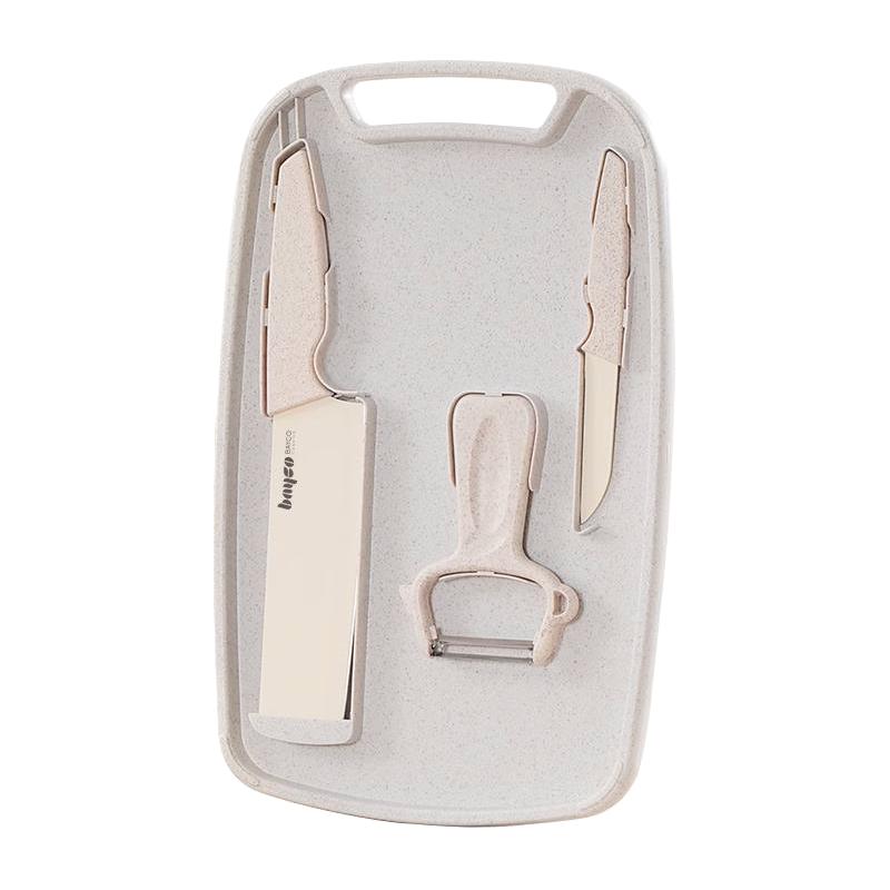 bayco 拜格 菜板菜刀二合一切菜板家用防霉切水果砧板儿童水果刀案板套装