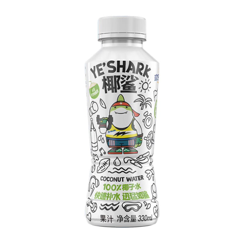 HUANLEJIA 欢乐家 椰鲨100%椰子水NFC非浓缩还原补水饮料330ml*12瓶椰青水