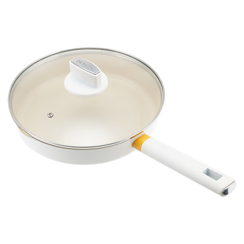DESLON 德世朗 银月不锈钢不粘可视炒锅 易洁少油烟麦饭石锅 电磁炉通用套锅 银月26cm煎锅