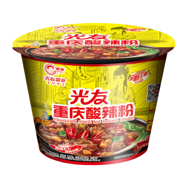  光友 非油炸 重庆酸辣粉  重庆酸辣粉 6桶 袋装 540g