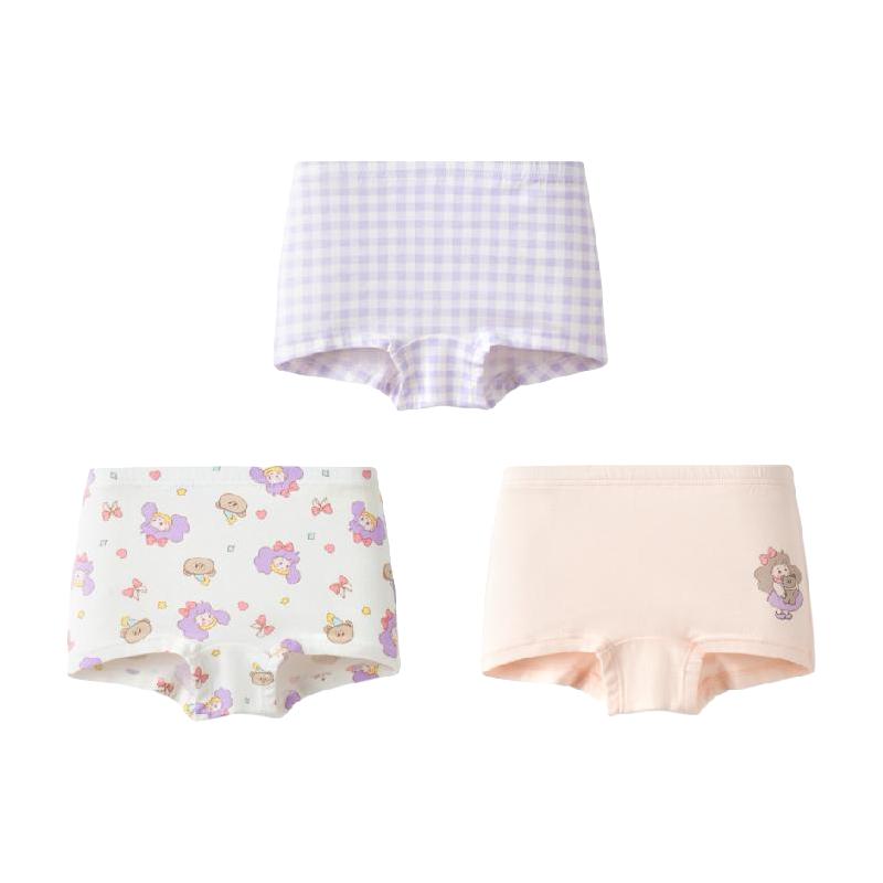 巴拉巴拉（BALABALA）女童内裤平角棉儿童四角短裤子不夹PP潮小童中大童宝宝亲肤三条装 红绿色调00364 -9925170002- 3条 90