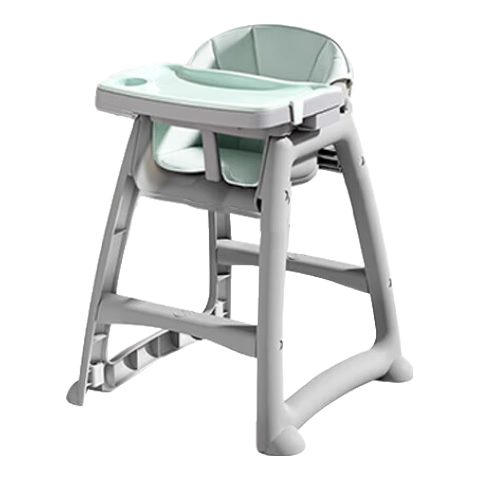 爱贝迪拉宝宝吃饭餐椅婴儿家用餐桌座椅多功能餐厅酒店商用 餐椅 【双层盘+轮子+灰色PU座】