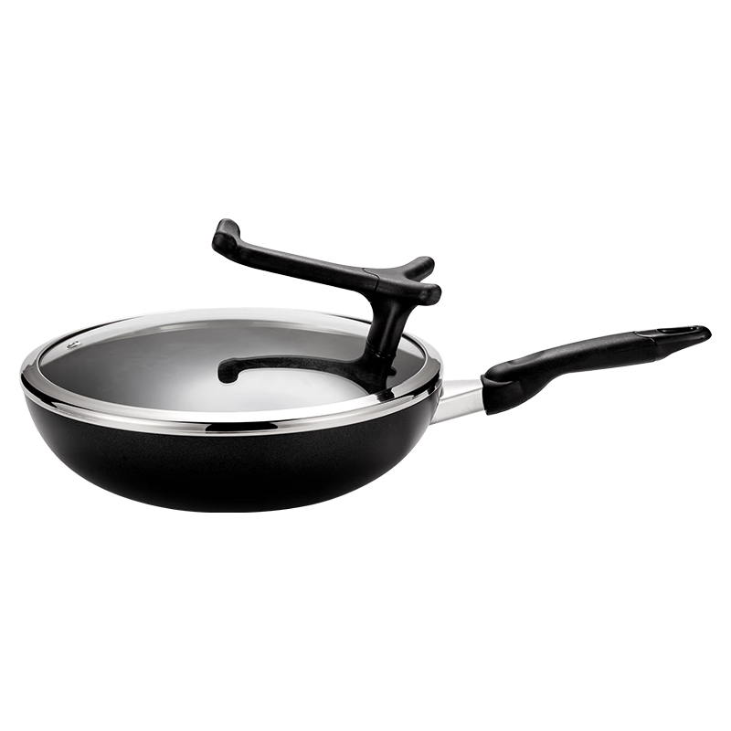 美亚（MEYER）酷乐系列炒锅 不粘锅具炒菜轻油烟明火电磁炉适用洗碗机可用 酷乐立盖【洗碗机可用】 30cm