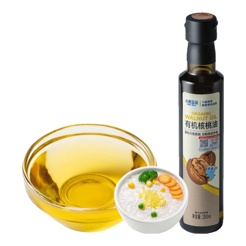 小鹿蓝蓝有机核桃油亚麻籽油食用油辅食油冷榨油非热炒拌饭调味营养油 【亚麻籽油2瓶】150ml喷雾瓶装