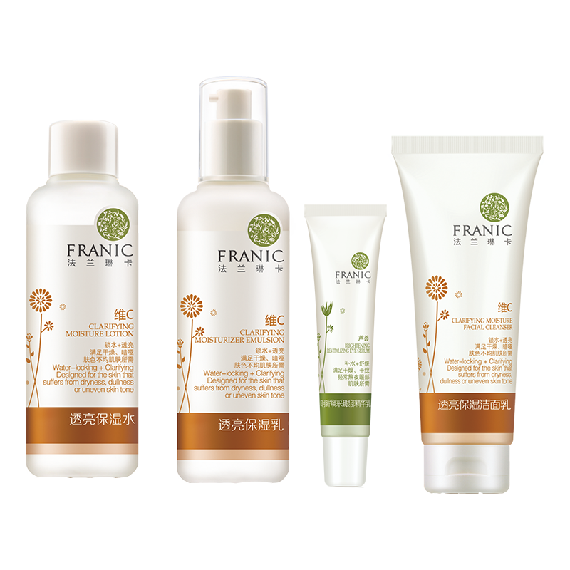 FRANIC 法兰琳卡 护肤礼盒装 (透亮保湿洁面乳120ml+透亮保湿水120ml+透亮保湿乳120ml+明眸焕采眼部精华乳20g)