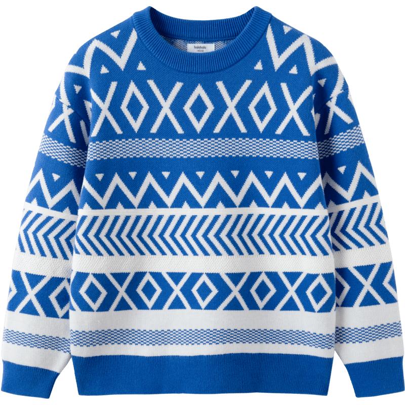 巴拉巴拉 男童女童毛衫冬亲子长袖保暖宽松儿童针织毛衣 宝石蓝-00488 90cm