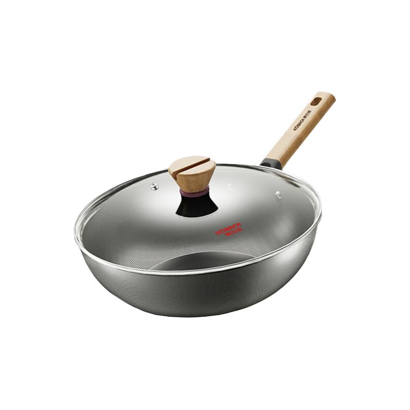 康巴赫炒锅无涂层炒菜锅少油烟精铁锅家用老铁锅电磁炉燃气灶通用 【无涂层铁锅】适用2-5人适用 32cm