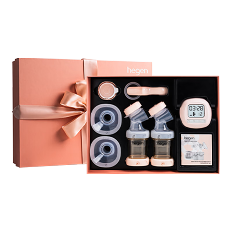 hegen电动吸奶器双边大吸力吸乳无痛舒缓按摩刺激奶阵便携礼盒装 电动双边吸奶器