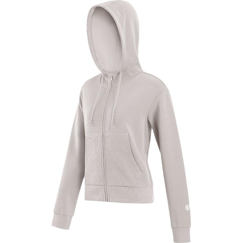 CAMEL 骆驼 瑜伽服秋冬季运动服外套女开衫连帽长袖跑步上衣服秋冬款 Y23CASU006，烟波灰 XL