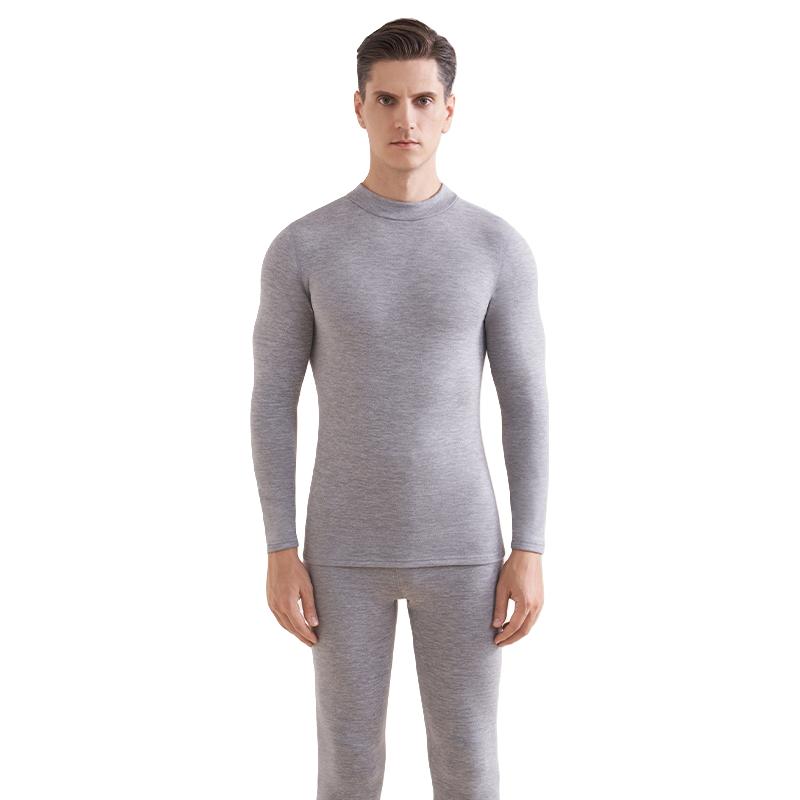 德绒自发热秋衣秋裤女套装半高领羊绒蚕丝男士加绒加厚冬保暖内衣 2XL