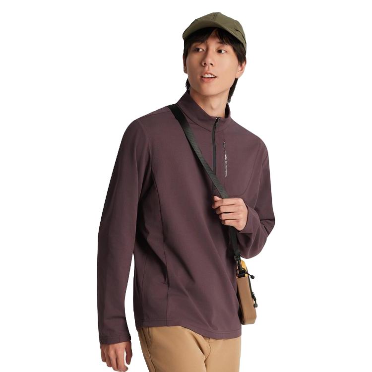 探拓 春秋男士半开衫长T简约休闲运动卫衣立领上衣长袖T恤