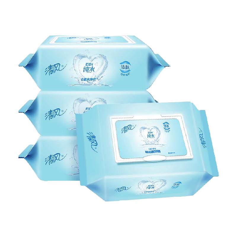 Breeze 清风 EDI纯水湿巾大尺寸加厚80片4包婴儿口手湿巾新老交替