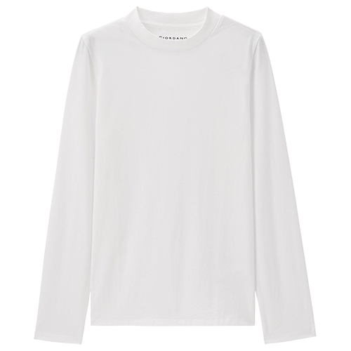 佐丹奴 纯色经典百搭纯棉长袖t恤女秋冬打底上衣女半高领休闲女士T恤