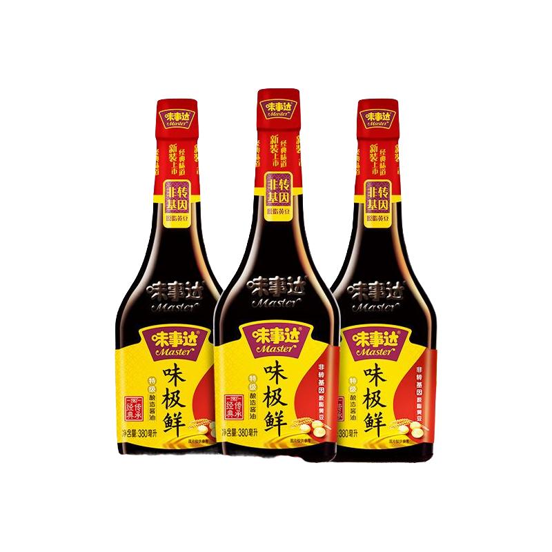 Heinz 亨氏 味事达味极鲜特级酿造酱油家用400ml生抽炒菜海鲜凉拌调料三支装